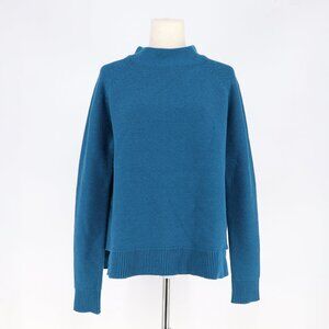 KINROSS CASHMERE Cotton Garter Funnel Sweater Blue Size M